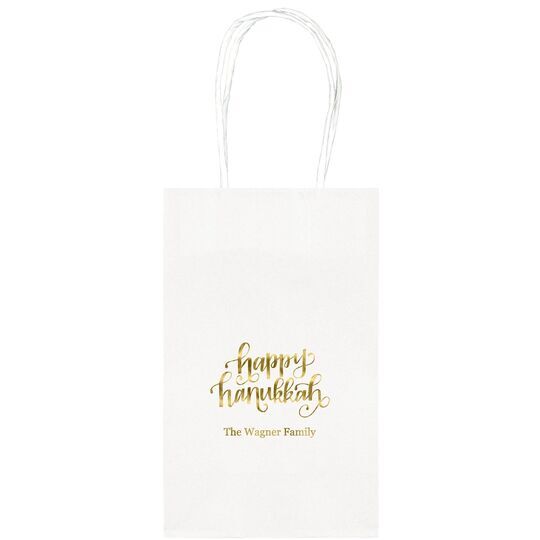 Hand Lettered Happy Hanukkah Medium Twisted Handled Bags